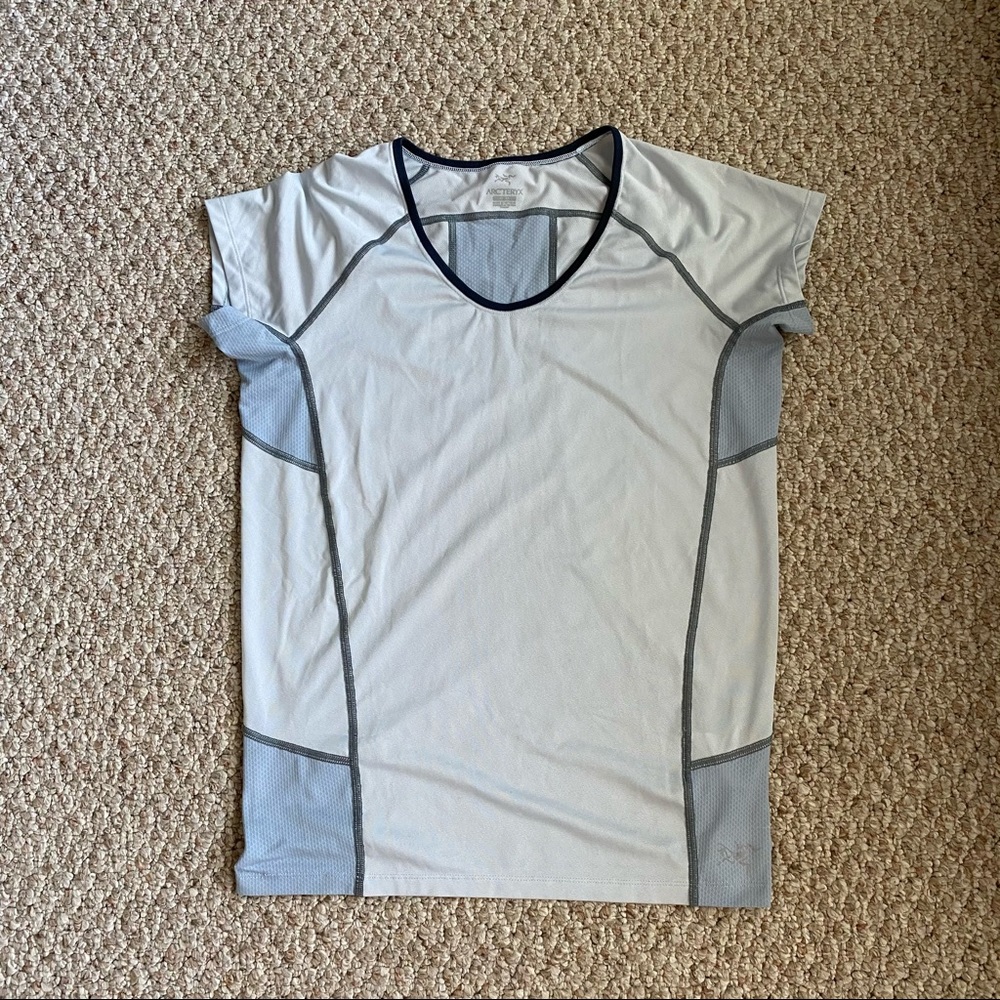 Arc’teryx light blue workout shirt